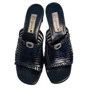 Brighton Freddi Mule Sandals Shoes Braided Trim Croc Leather 7